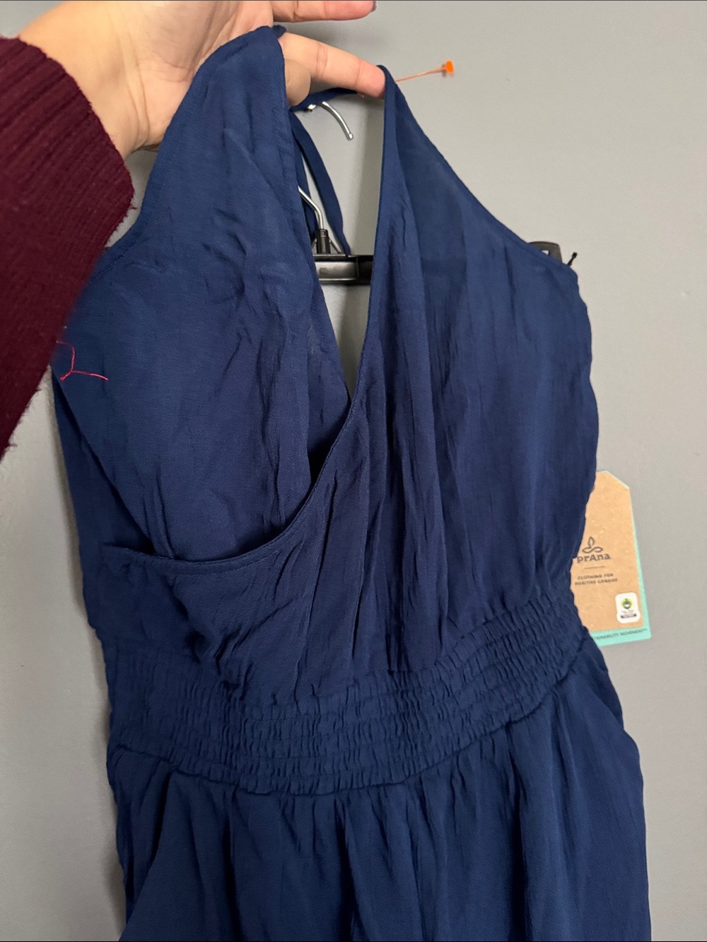 Prana Navy Strapless Smocked Jumpsuit - Picture 3 of 10